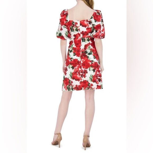 JULIA JORDAN
Floral Puff Sleeve Fit & Flare Dress In Ivory/ Red - Picture 2 of 3